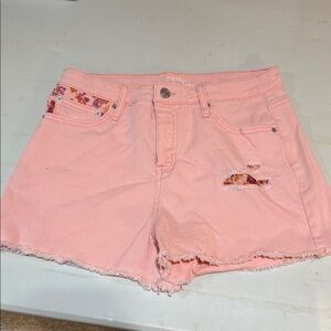 Time and Tru Light Pink Distressed Jean Shorts